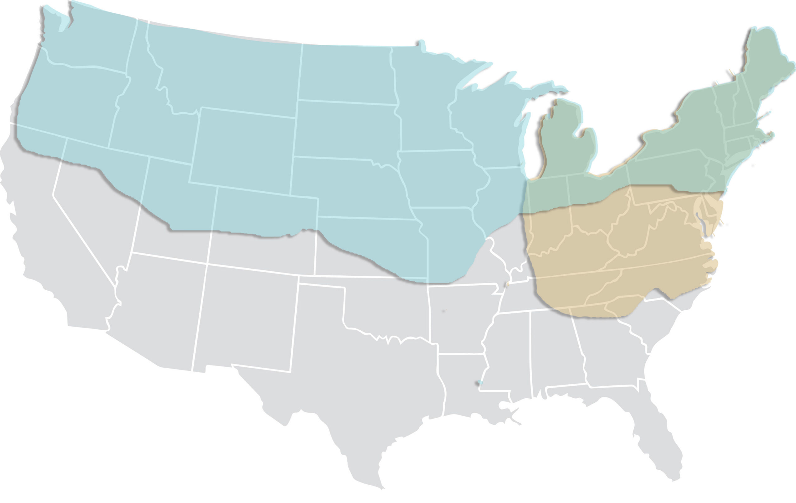 A US map of where Gunner Triticale grows.