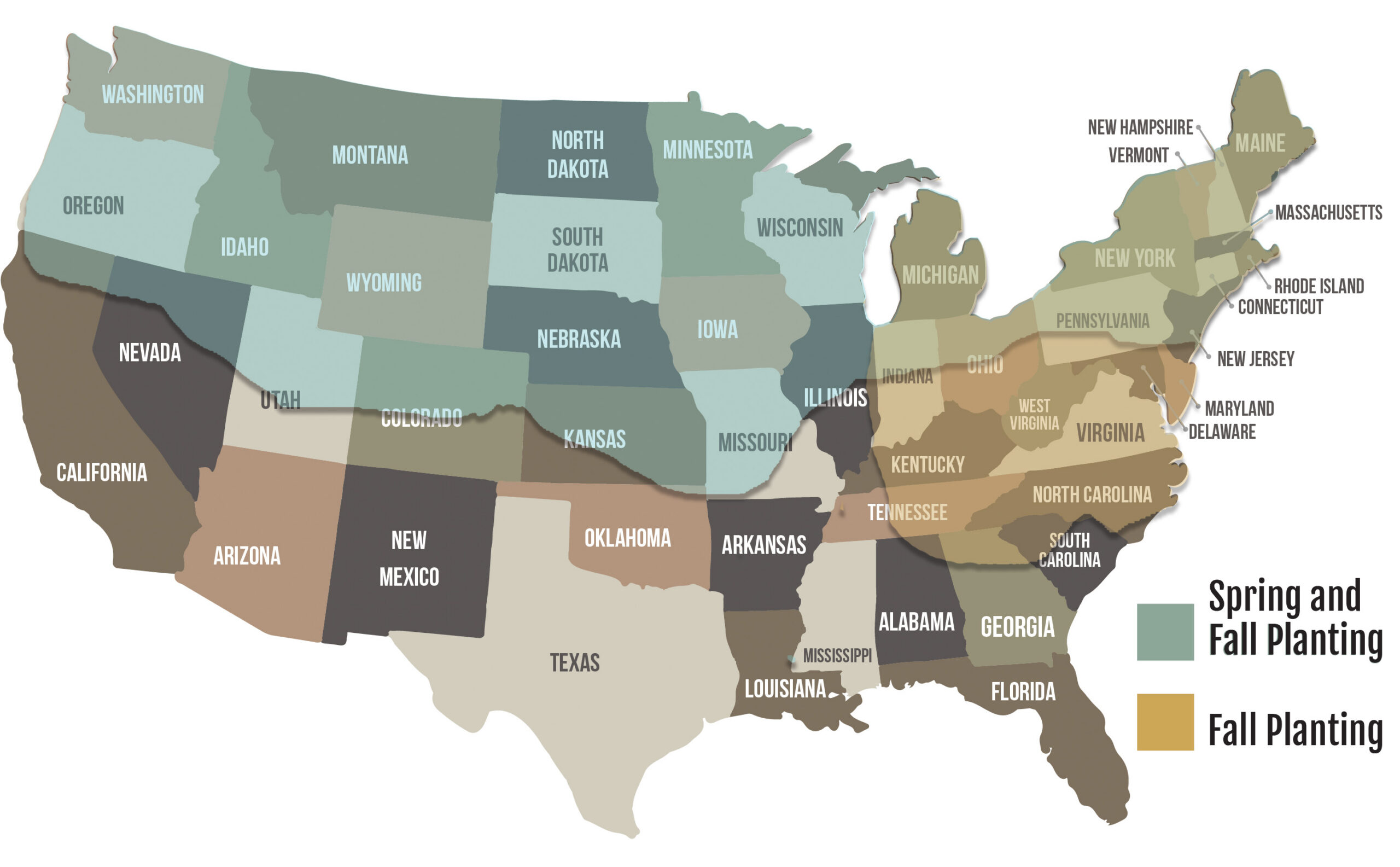 A US map of where Gunner Triticale grows.