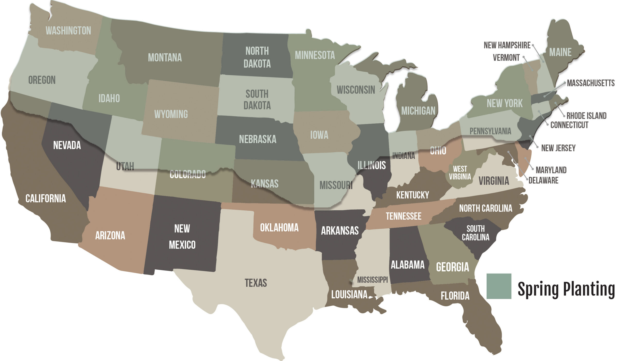 A US map of where Kicker Triticale grows.